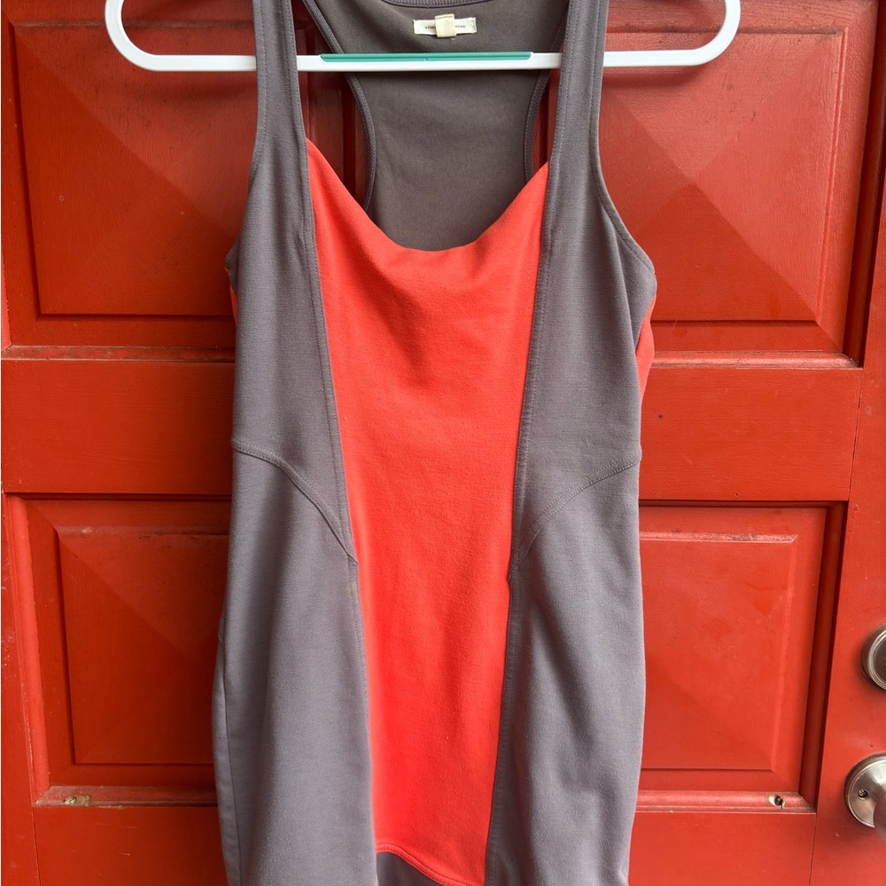 Women's Gray and Red Sleeveless Dress